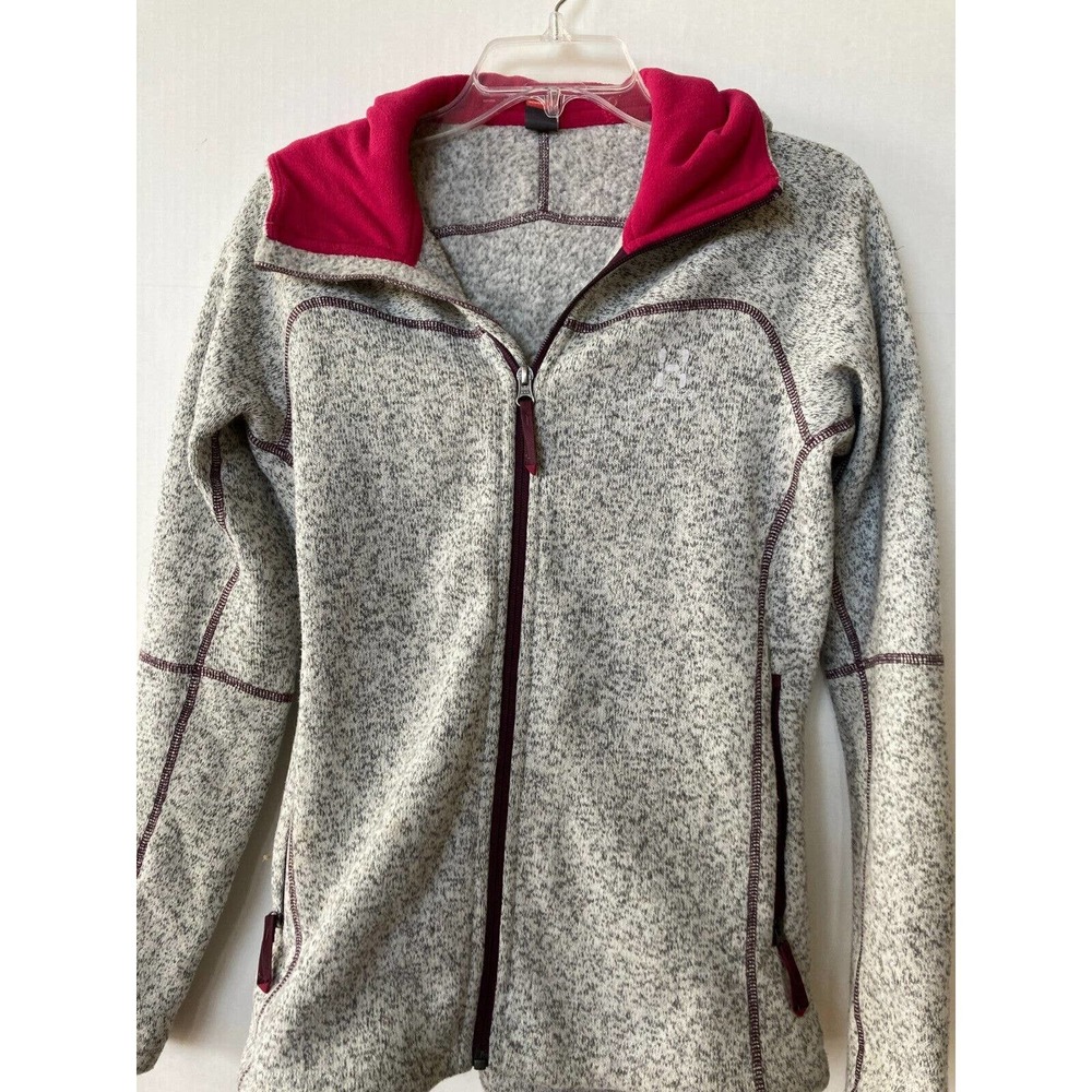 Haglofs Womens Knit Fleece Zip Jacket Gray Sz M Swook Hood Sweden